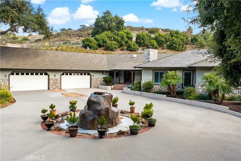 A photo of a wide shot of a one-story house.